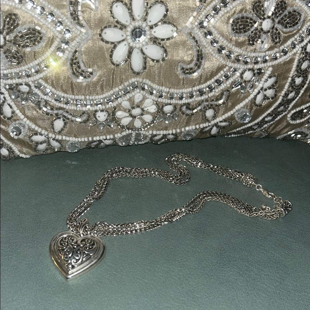 Vintage Silver Heart Pendant Necklace